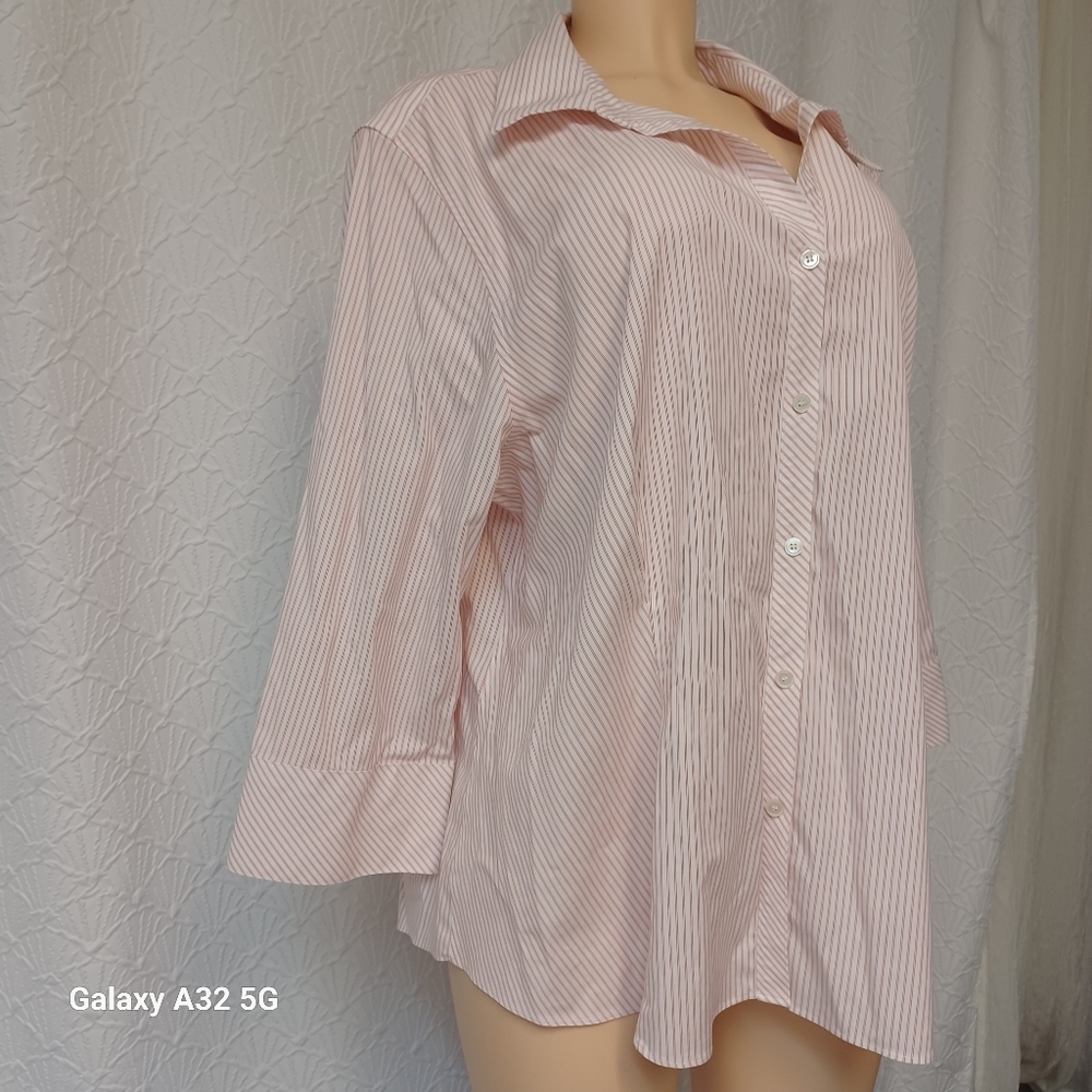 Talbots Women Size 22W  Red Striped Blouse - Picture 5 of 14